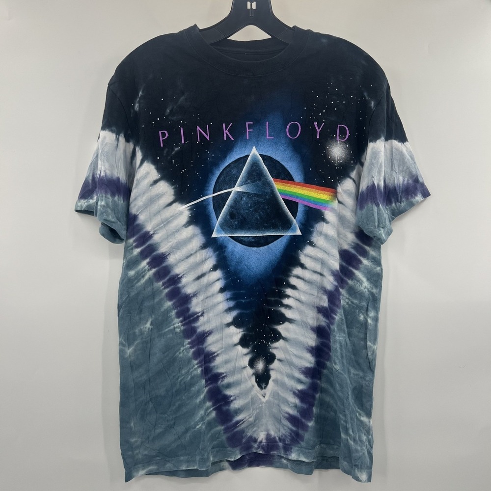 Y2K Liquid Blue Pink Floyd Tie Dye T Shirt Mens M Tour Concert Rock Band SS EUC - Picture 2 of 8